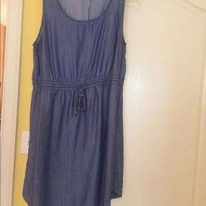 LOFT sleeveless denim belted dress.